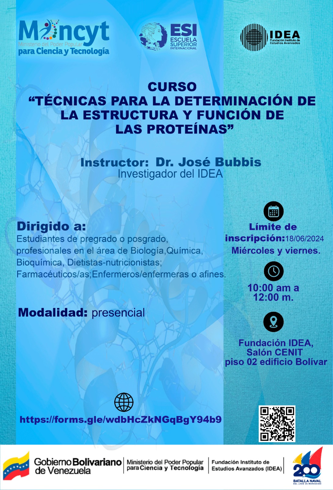 ESI convoca a participar en el curso «Técnicas para la determinación de la estructura y función de las proteínas